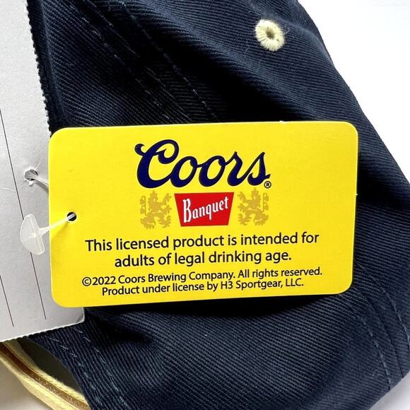 H3 Headwear Coors Banquet Baseball Hat Men OS Navy Blue Adjustable Cap Beer - Picture 2 of 11